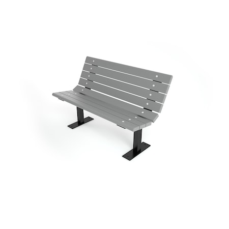 Frog Furnishings Gray 4' Contour Bench Surface Mount w/ Black Frame PB 4GRABFCON